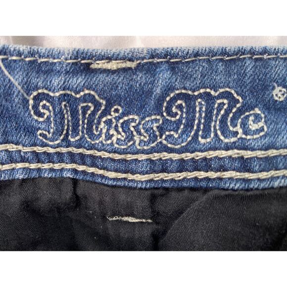 Western Miss Me Womens 30 Blue Retro Boho Vintage Logo Crop Indie Jeans - Picture 7 of 8